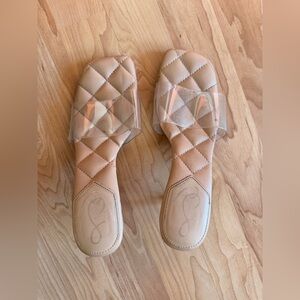 Sam Edelman Clear Strap Quilted Low Heel sandals
